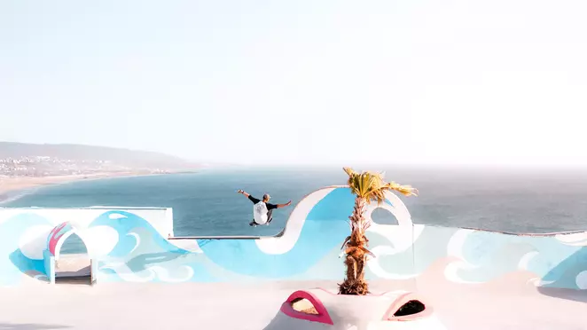 Taghazout skate park overlooking the sea