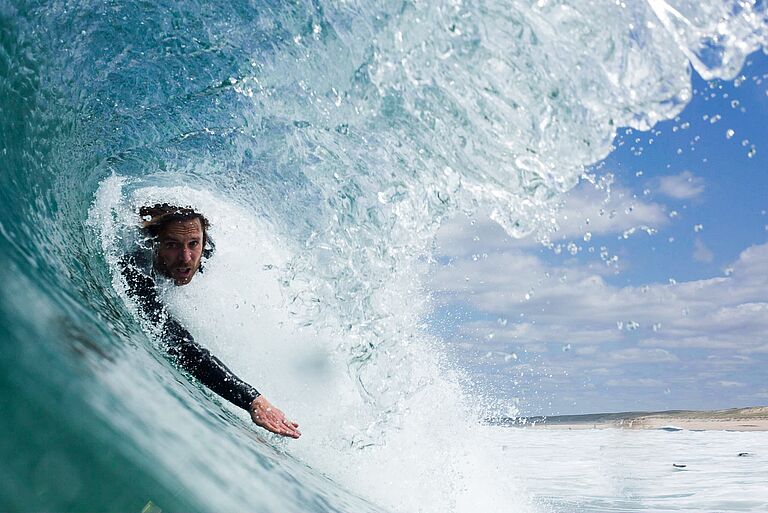 Adrian beim Bodyboarden