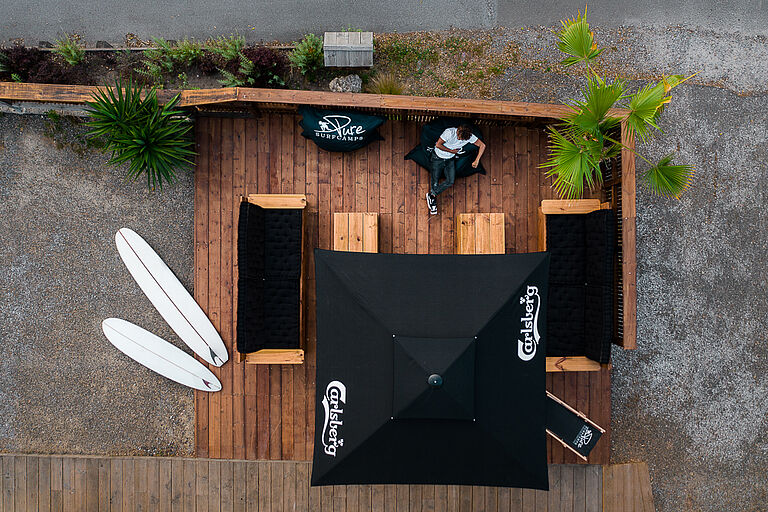Surfcamp Seignosse Terrasse von oben