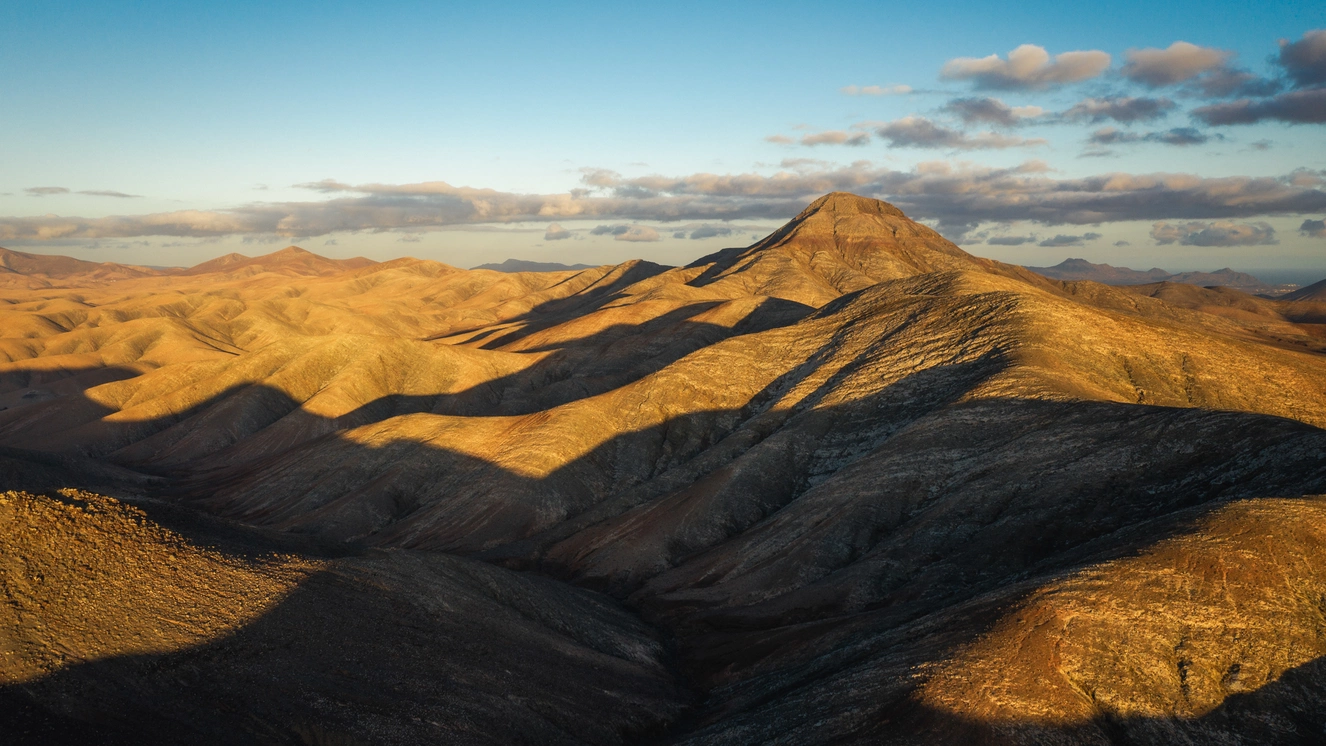 Volcanic mountains and hiking landscape near Lajares Fuerteventura