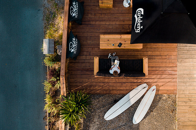 Surfcamp Seignosse Terrasse von oben